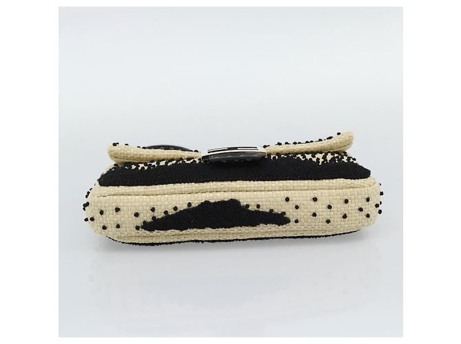 FENDI Celleria Flower Embroidery Straw Mamma Baguette 8BR101 Auth yk20689SM Prata Bege - vista 8