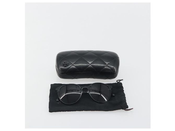 Occhiali da sole CHANEL in plastica nera CC Auth hk3945 Nero - vista 13