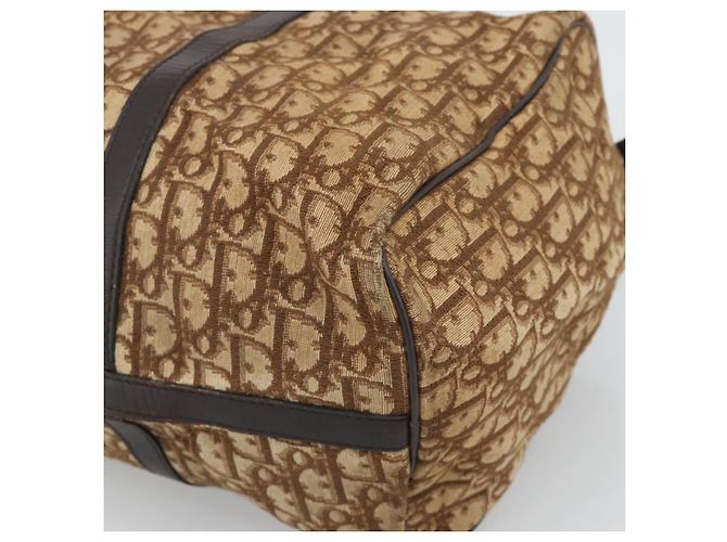 Borsa Boston Christian Dior Trotter Canvas Beige Oro Auth 192191 D'oro - vista 10