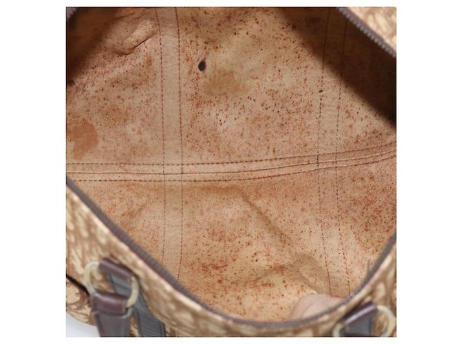 Borsa Boston Christian Dior Trotter Canvas Beige Oro Auth 192191 D'oro - vista 15