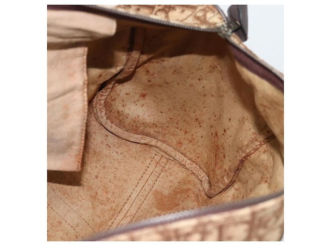 Borsa Boston Christian Dior Trotter Canvas Beige Oro Auth 192191 D'oro - vista 17