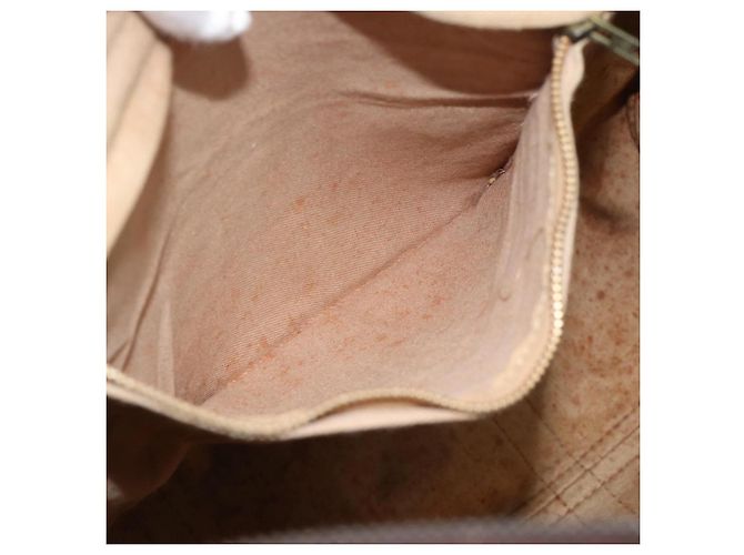 Borsa Boston Christian Dior Trotter Canvas Beige Oro Auth 192191 D'oro - vista 19