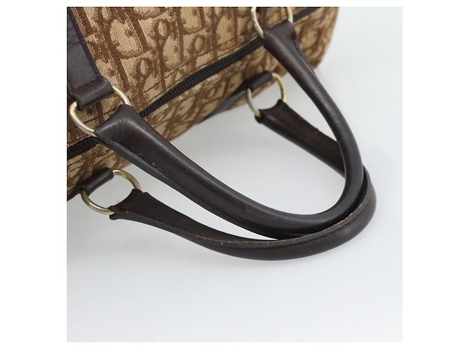 Borsa Boston Christian Dior Trotter Canvas Beige Oro Auth 192191 D'oro - vista 7