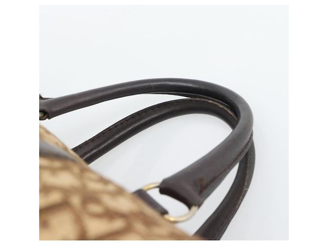 Borsa Boston Christian Dior Trotter Canvas Beige Oro Auth 192191 D'oro - vista 8