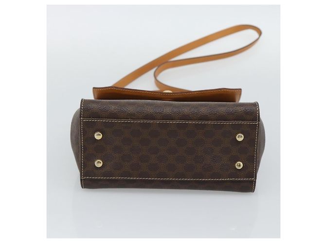 Céline Borsa CELINE Macadam Canvas Star Ball PVC Pelle 2way Marrone Oro Auth 194593 D'oro - vista 11