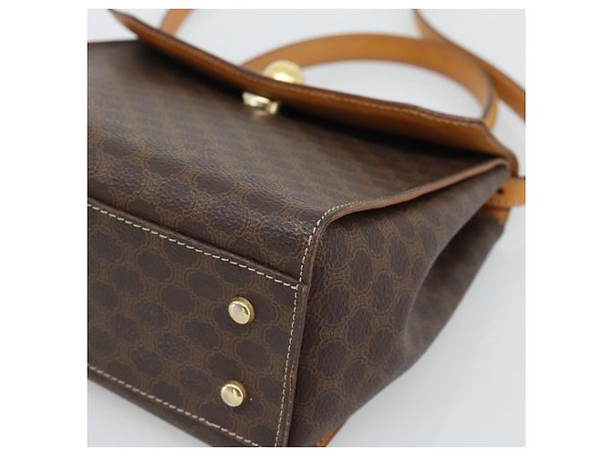 Céline Borsa CELINE Macadam Canvas Star Ball PVC Pelle 2way Marrone Oro Auth 194593 D'oro - vista 12
