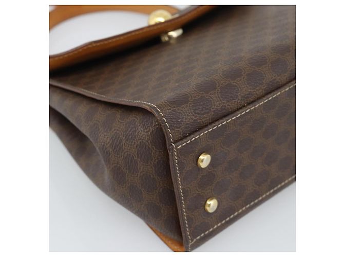 Céline Borsa CELINE Macadam Canvas Star Ball PVC Pelle 2way Marrone Oro Auth 194593 D'oro - vista 13