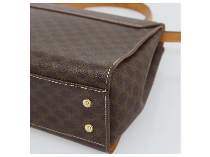 Céline Borsa CELINE Macadam Canvas Star Ball PVC Pelle 2way Marrone Oro Auth 194593 D'oro - vista 14