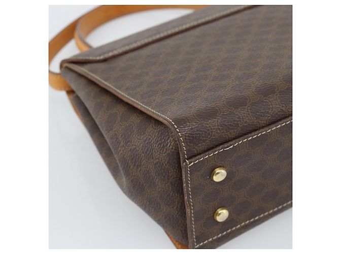 Céline Borsa CELINE Macadam Canvas Star Ball PVC Pelle 2way Marrone Oro Auth 194593 D'oro - vista 15