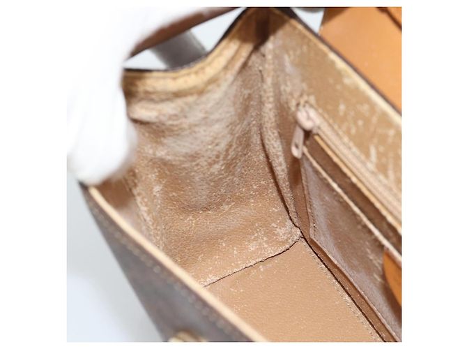 Céline Borsa CELINE Macadam Canvas Star Ball PVC Pelle 2way Marrone Oro Auth 194593 D'oro - vista 19
