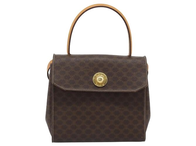 Céline Borsa CELINE Macadam Canvas Star Ball PVC Pelle 2way Marrone Oro Auth 194593 D'oro - vista 2