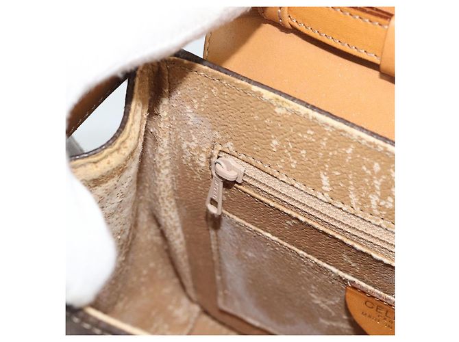 Céline Borsa CELINE Macadam Canvas Star Ball PVC Pelle 2way Marrone Oro Auth 194593 D'oro - vista 20