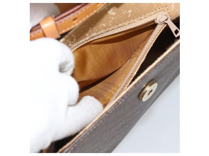 Céline Borsa CELINE Macadam Canvas Star Ball PVC Pelle 2way Marrone Oro Auth 194593 D'oro - vista 21