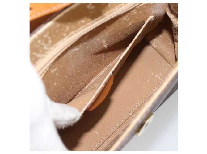 Céline Borsa CELINE Macadam Canvas Star Ball PVC Pelle 2way Marrone Oro Auth 194593 D'oro - vista 22