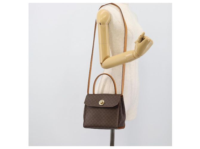 Céline Borsa CELINE Macadam Canvas Star Ball PVC Pelle 2way Marrone Oro Auth 194593 D'oro - vista 24