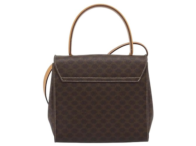 Céline Borsa CELINE Macadam Canvas Star Ball PVC Pelle 2way Marrone Oro Auth 194593 D'oro - vista 3