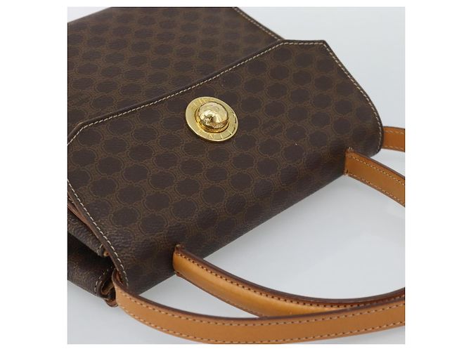 Céline Borsa CELINE Macadam Canvas Star Ball PVC Pelle 2way Marrone Oro Auth 194593 D'oro - vista 6