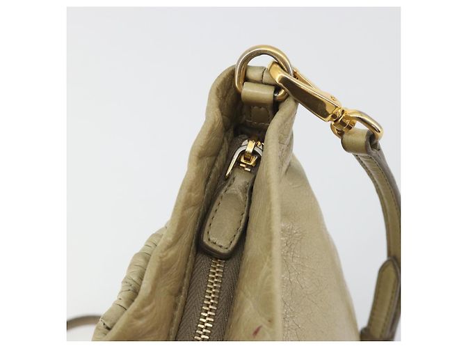Borsa a Spalla Miu Miu Matelassé in Pelle Beige Oro Auth bs36288 D'oro - vista 20