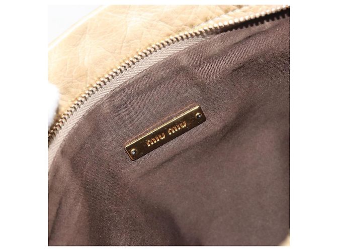 Borsa a Spalla Miu Miu Matelassé in Pelle Beige Oro Auth bs36288 D'oro - vista 21
