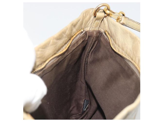 Borsa a Spalla Miu Miu Matelassé in Pelle Beige Oro Auth bs36288 D'oro - vista 23