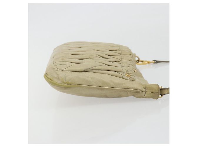 Borsa a Spalla Miu Miu Matelassé in Pelle Beige Oro Auth bs36288 D'oro - vista 3