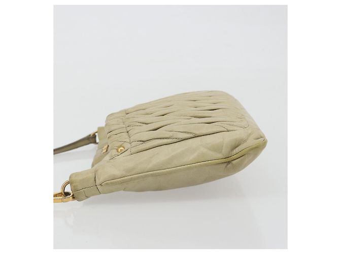 Borsa a Spalla Miu Miu Matelassé in Pelle Beige Oro Auth bs36288 D'oro - vista 4