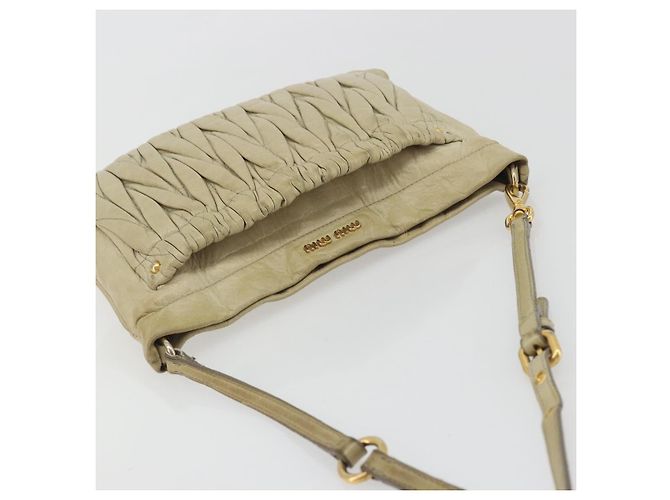 Borsa a Spalla Miu Miu Matelassé in Pelle Beige Oro Auth bs36288 D'oro - vista 6