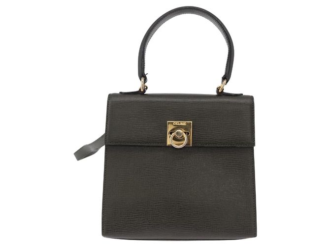 Céline Borsa CELINE in pelle 2way Khaki Gold Tone Auth ep15377 Cachi - vista 2