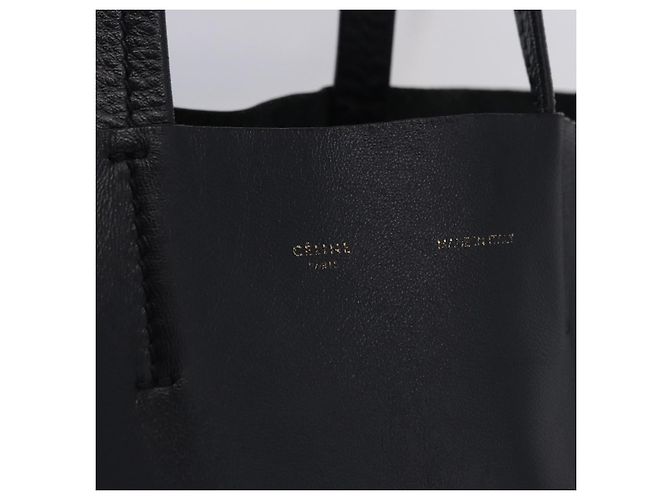 Céline CELINE Vertical Cabas Mall Handtasche aus Leder Schwarz Gold Authentisch 191085 Golden - Ansicht 14