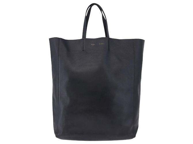 Céline CELINE Vertical Cabas Mall Handtasche aus Leder Schwarz Gold Authentisch 191085 Golden - Ansicht 2