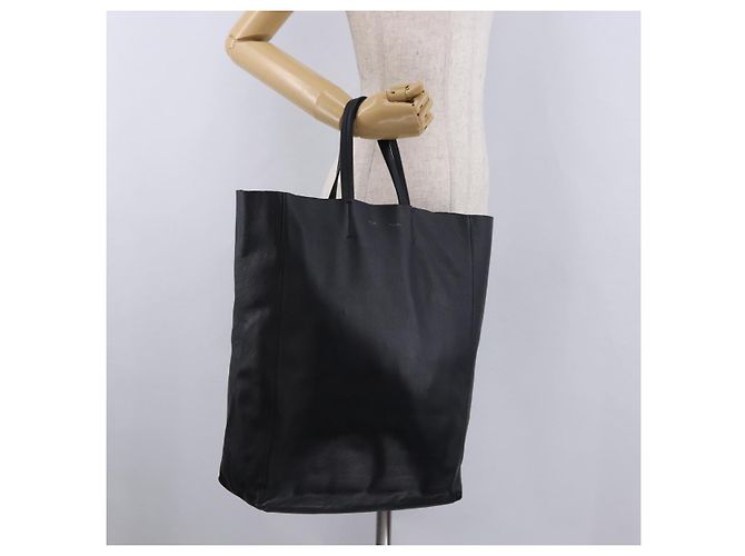 Céline CELINE Vertical Cabas Mall Handtasche aus Leder Schwarz Gold Authentisch 191085 Golden - Ansicht 22