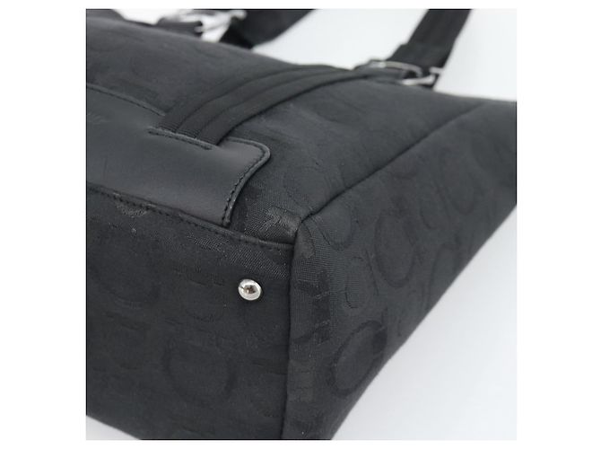 Sac à main Salvatore Ferragamo Gancini en toile noir et argent Auth ka5438 Argenté - vue 10
