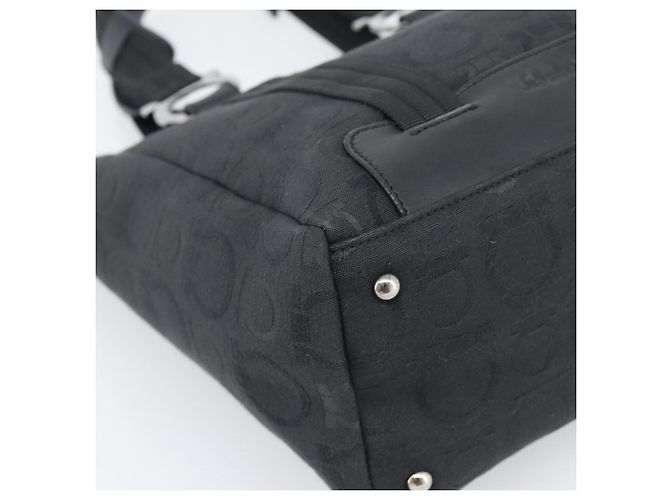 Sac à main Salvatore Ferragamo Gancini en toile noir et argent Auth ka5438 Argenté - vue 11