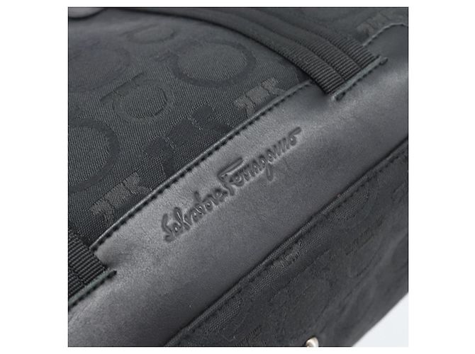 Sac à main Salvatore Ferragamo Gancini en toile noir et argent Auth ka5438 Argenté - vue 14