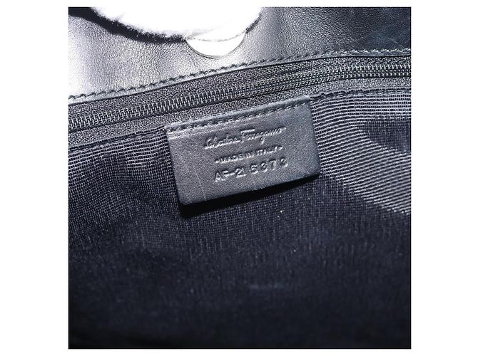 Sac à main Salvatore Ferragamo Gancini en toile noir et argent Auth ka5438 Argenté - vue 15