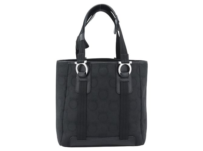 Sac à main Salvatore Ferragamo Gancini en toile noir et argent Auth ka5438 Argenté - vue 2