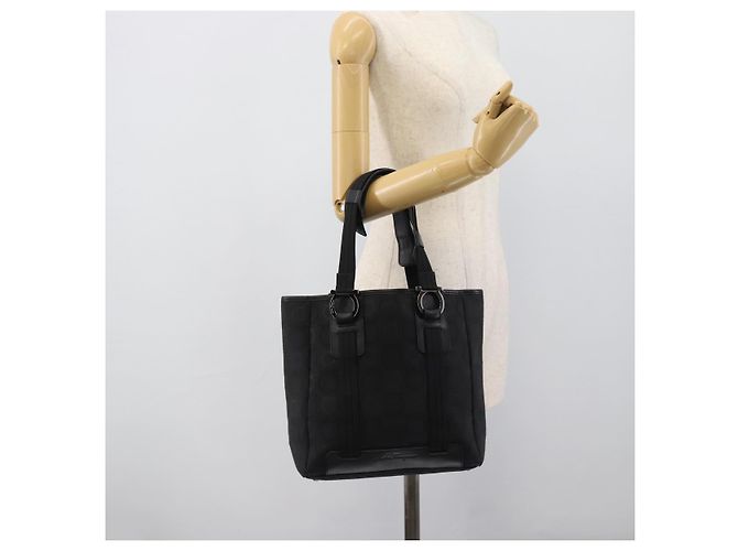 Sac à main Salvatore Ferragamo Gancini en toile noir et argent Auth ka5438 Argenté - vue 22