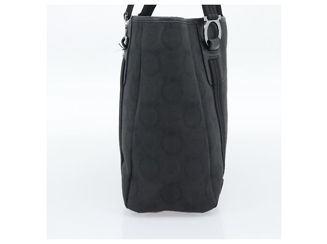 Sac à main Salvatore Ferragamo Gancini en toile noir et argent Auth ka5438 Argenté - vue 4