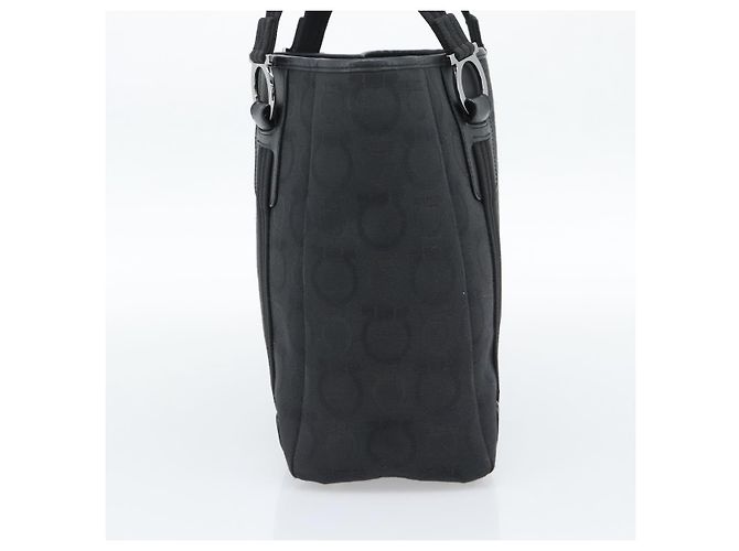 Sac à main Salvatore Ferragamo Gancini en toile noir et argent Auth ka5438 Argenté - vue 5