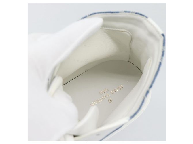 Sneakers alte LOUIS VUITTON Monogram Denim Tattoo Line Blue LV Auth BA14108M Bianco - vista 12