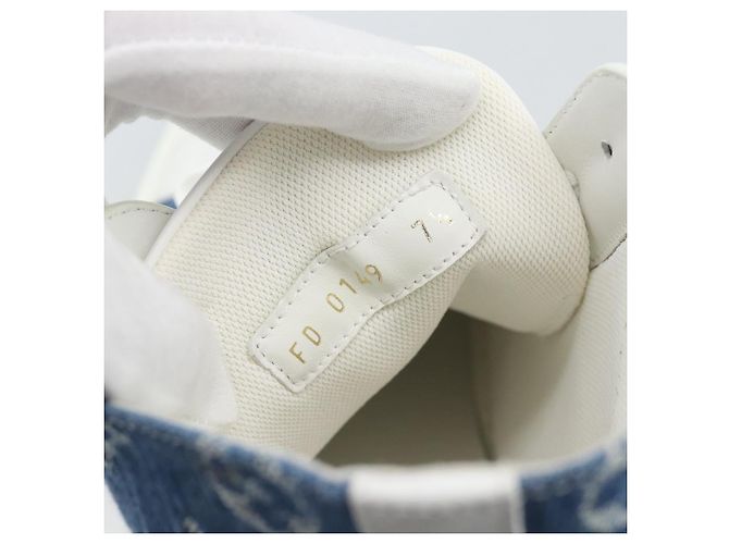 Sneakers alte LOUIS VUITTON Monogram Denim Tattoo Line Blue LV Auth BA14108M Bianco - vista 13