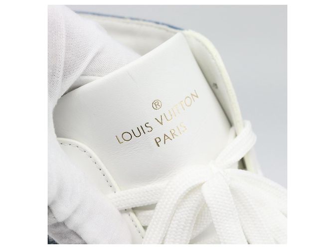 Sneakers alte LOUIS VUITTON Monogram Denim Tattoo Line Blue LV Auth BA14108M Bianco - vista 20