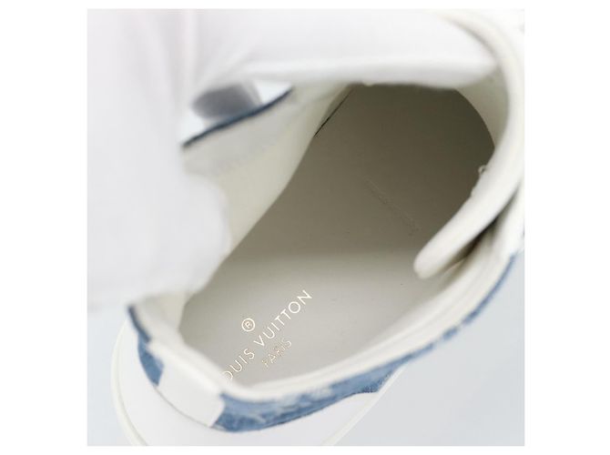 Sneakers alte LOUIS VUITTON Monogram Denim Tattoo Line Blue LV Auth BA14108M Bianco - vista 22