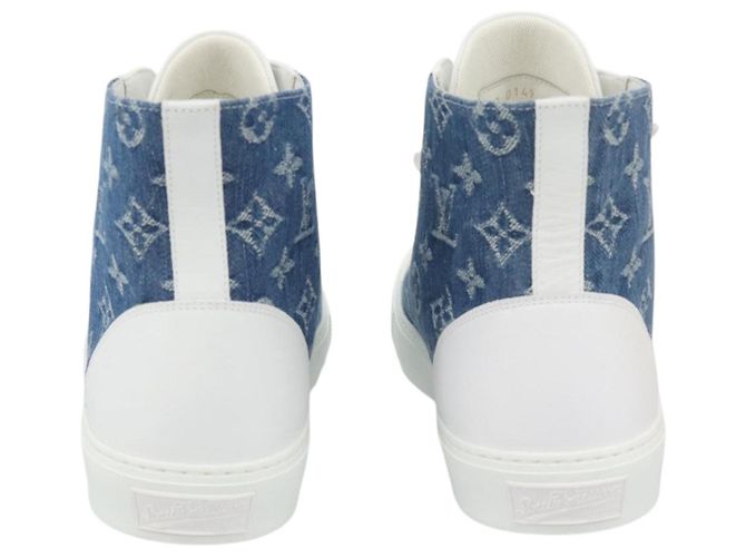 Sneakers alte LOUIS VUITTON Monogram Denim Tattoo Line Blue LV Auth BA14108M Bianco - vista 3