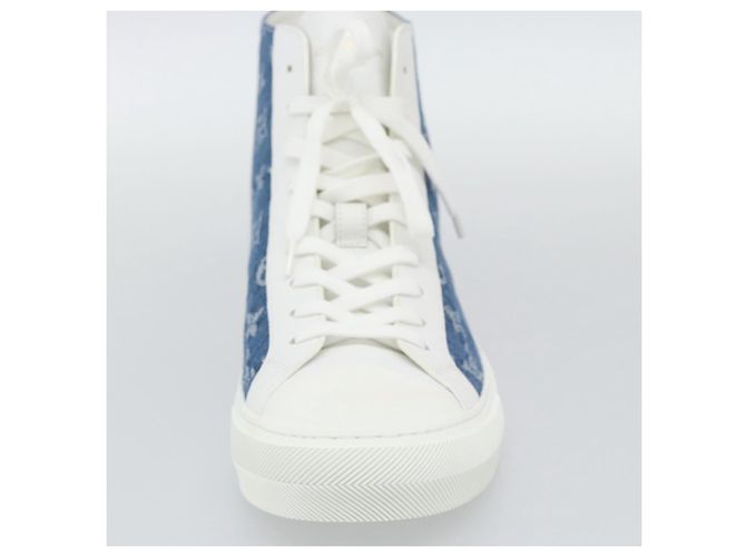 Sneakers alte LOUIS VUITTON Monogram Denim Tattoo Line Blue LV Auth BA14108M Bianco - vista 6