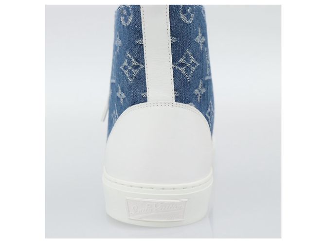 Sneakers alte LOUIS VUITTON Monogram Denim Tattoo Line Blue LV Auth BA14108M Bianco - vista 7