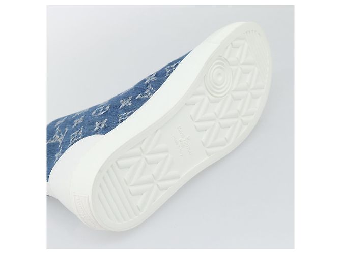 Sneakers alte LOUIS VUITTON Monogram Denim Tattoo Line Blue LV Auth BA14108M Bianco - vista 8