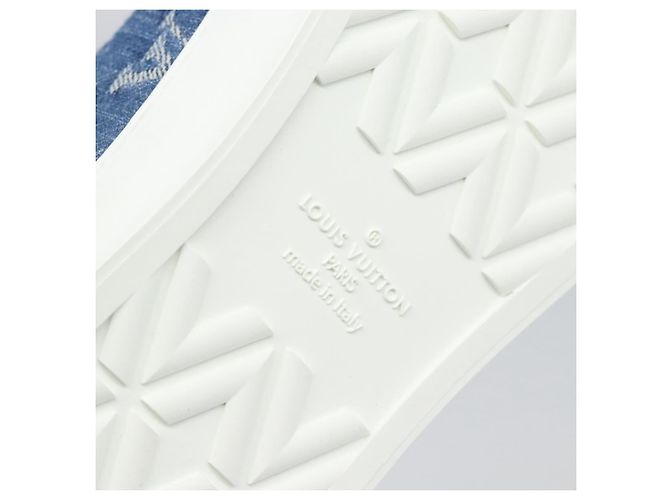 Sneakers alte LOUIS VUITTON Monogram Denim Tattoo Line Blue LV Auth BA14108M Bianco - vista 9