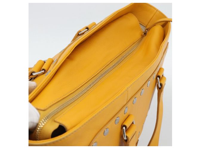 Céline Borsa CELINE in pelle giallo argento Auth 192757A - vista 6