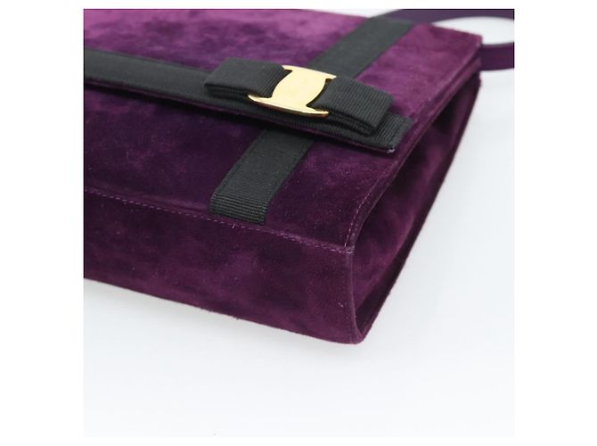 Borsa a tracolla Salvatore Ferragamo Vala in scamosciato viola e oro Auth BA14151A D'oro Porpora - vista 10